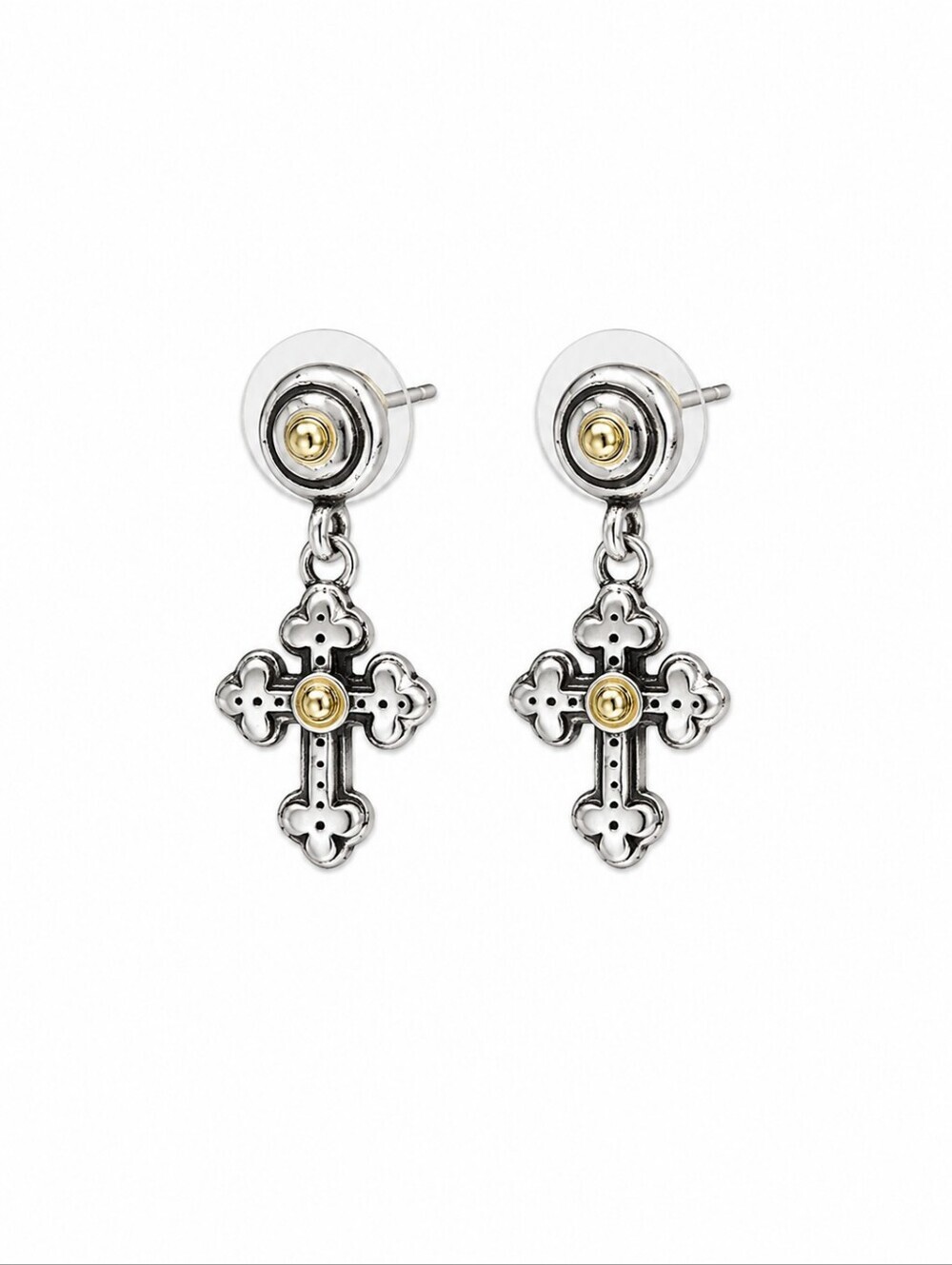 BRIGHTON Two-tone Double Sided Luna Cross Drop Earrings